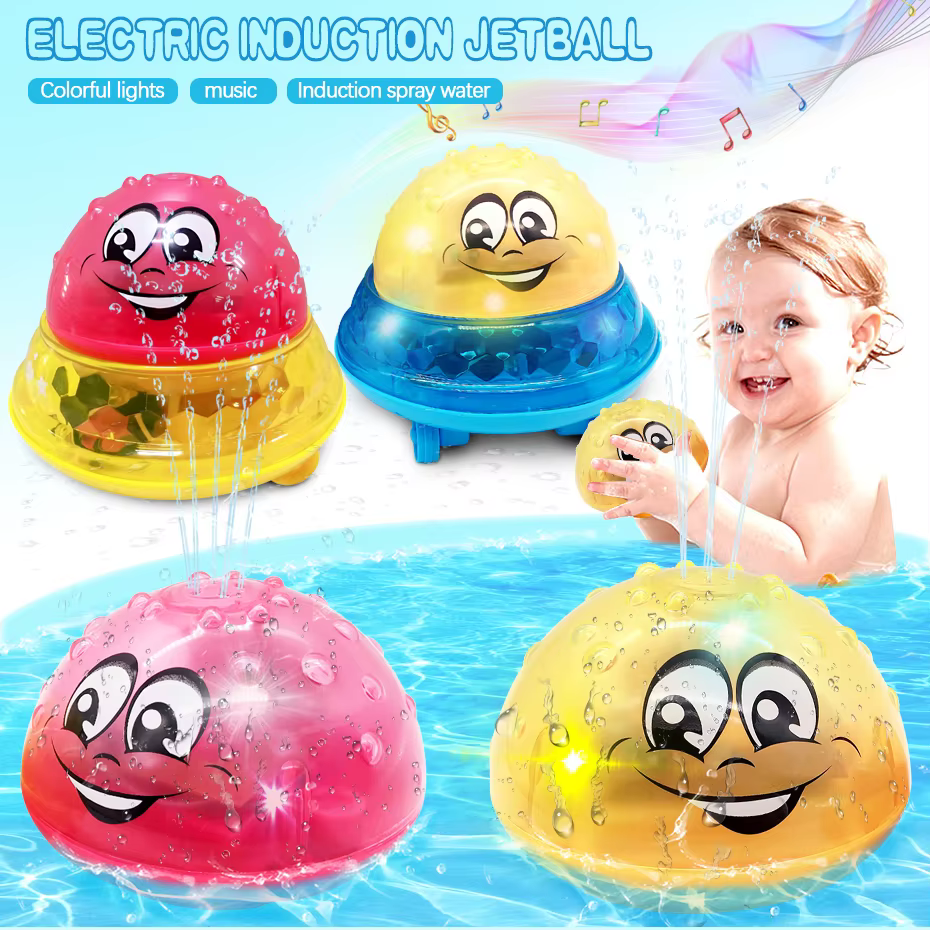 Juguetes de baño LED KACUU con bola giratoria y rociador