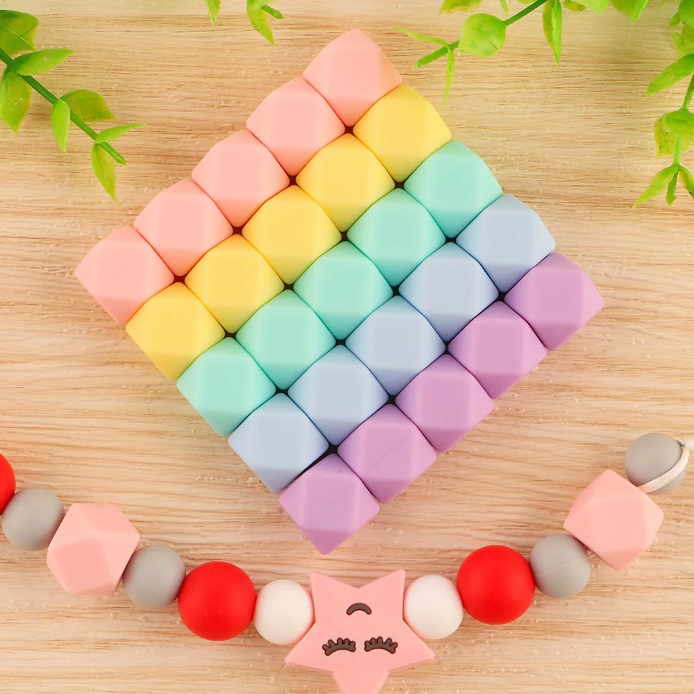 Cuentas de silicona hexagonales para collares y pulseras de dentición - imagen 5