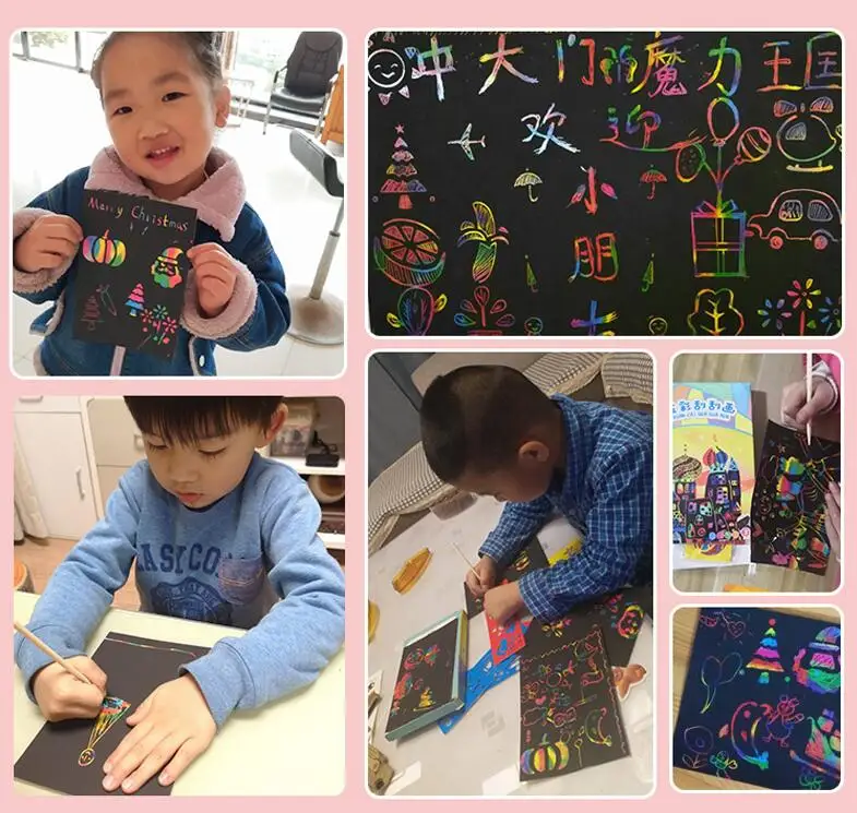 Tarjetas arcoíris para rascar y descubrir con pintura mágica infantil - imagen 4