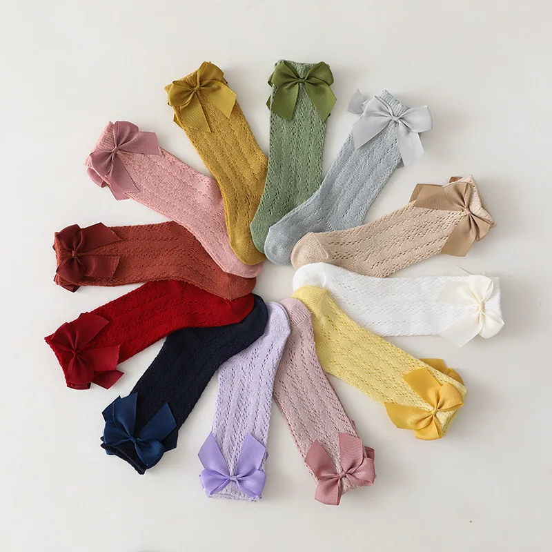 Calcetines largos veraniegos con lazo para niños – Malla calada fresca - imagen 4