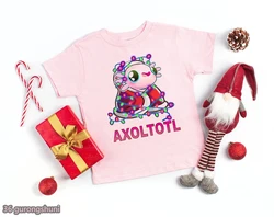 Camiseta infantil estampado axolotl para Navidad con manga corta