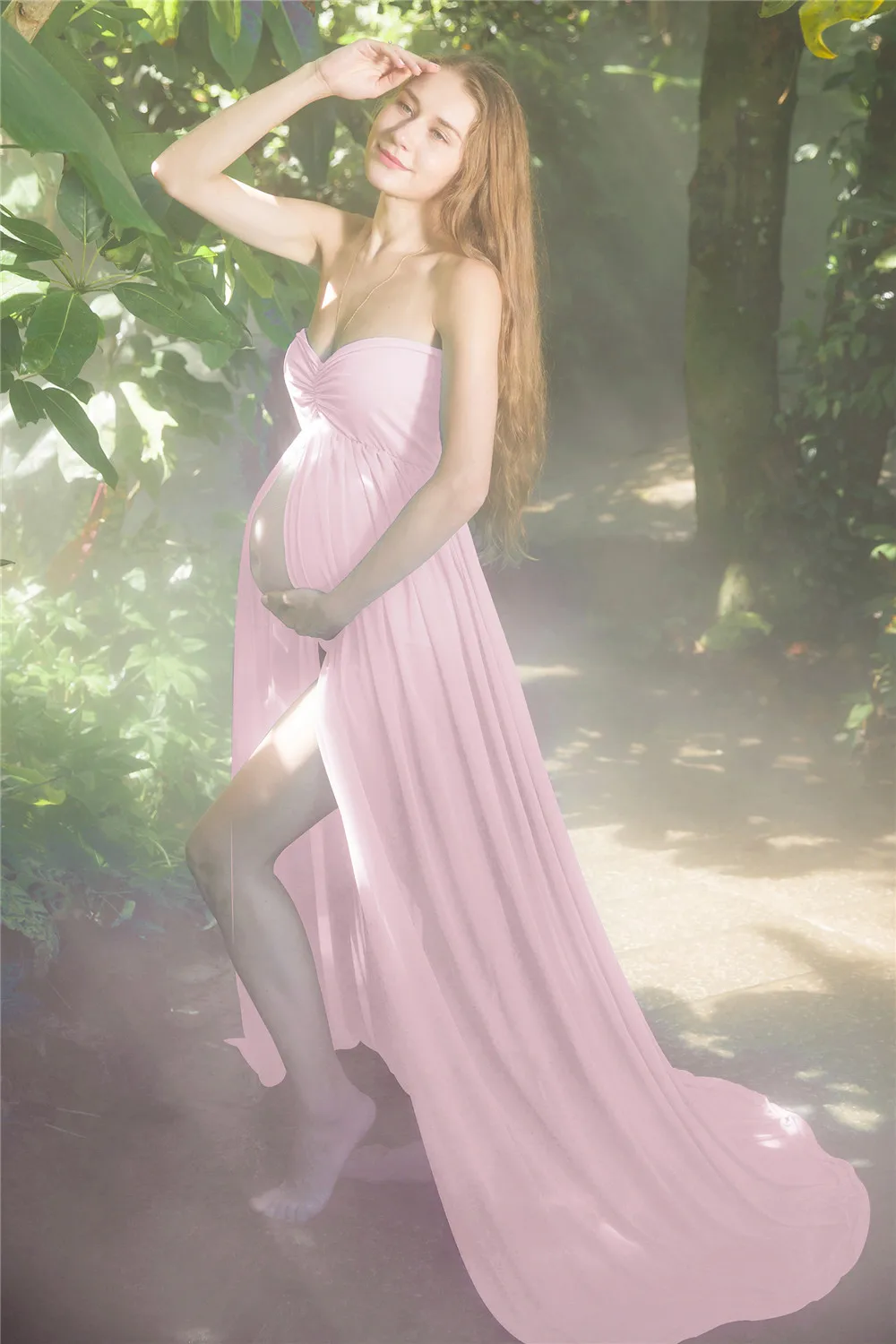 Vestido de maternidad sin hombros maxi para sesión fotográfica - imagen 3
