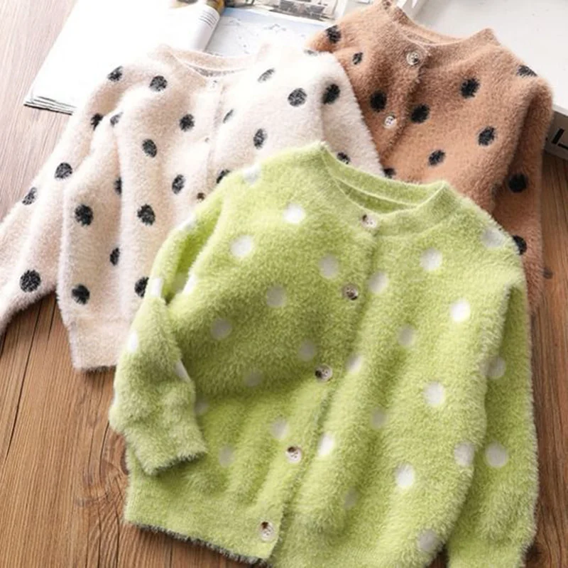 Cárdigan de punto con lunares para niña – Colección primavera