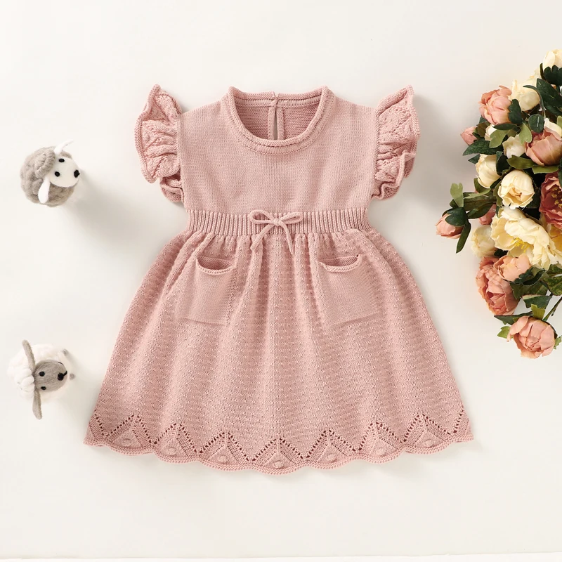 Vestido de algodón en punto para recién nacida