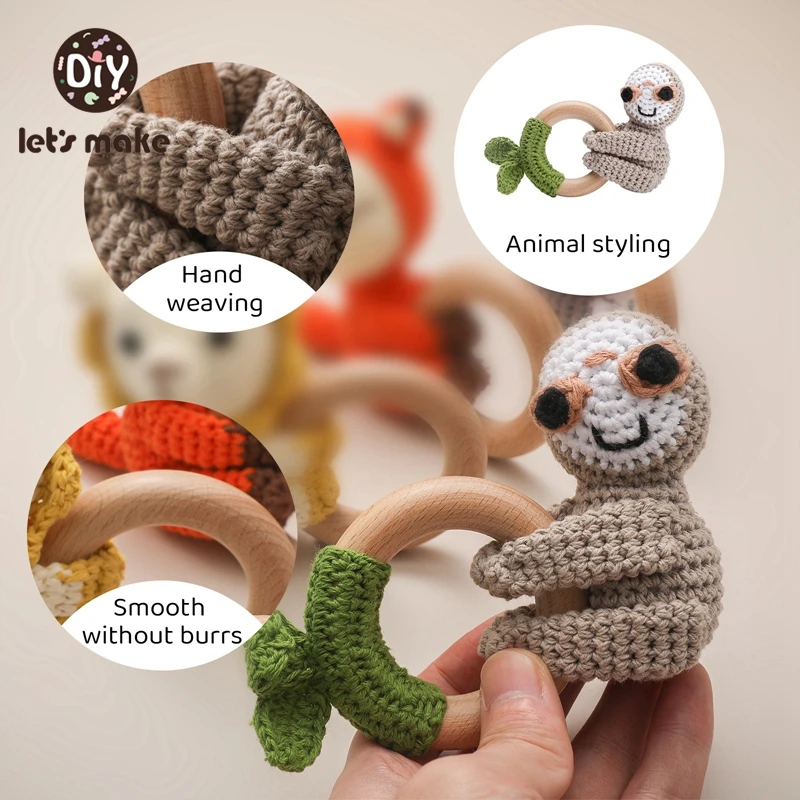Componentes de silicona y madera para ensamblar la pulsera DIY