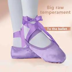 Tregren Zapatos de ballet planos con cinta y suela ante suave