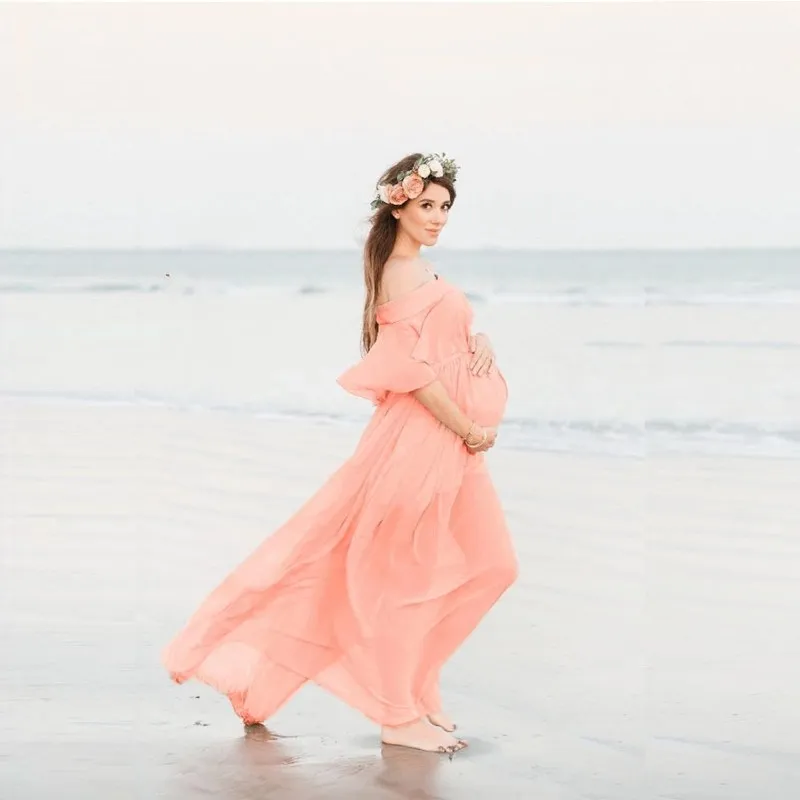 Vestido maxi de volantes para sesiones de fotos de embarazo - imagen 3