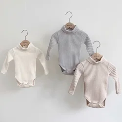 Body cuello alto para bebé – Mono manga larga de punto canalé invierno