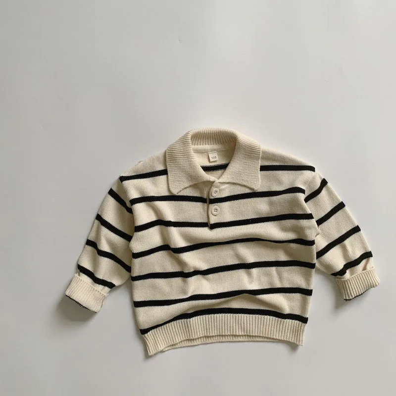 Milangel jersey de punto a rayas para niño con cuello vuelto