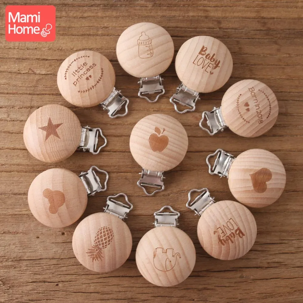 Pack de 5 clips mordedores de madera