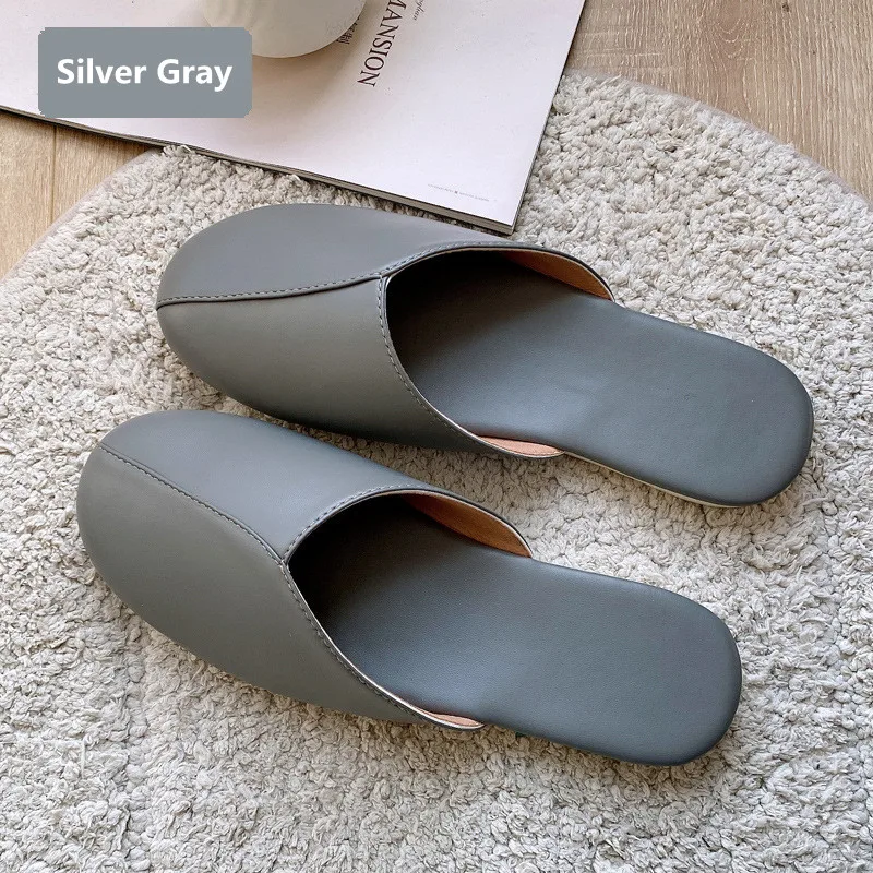 Zapatillas de interior de cuero PU impermeables para mujer - imagen 5
