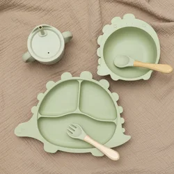 Cuenco con ventosa y cubiertos de silicona para bebés