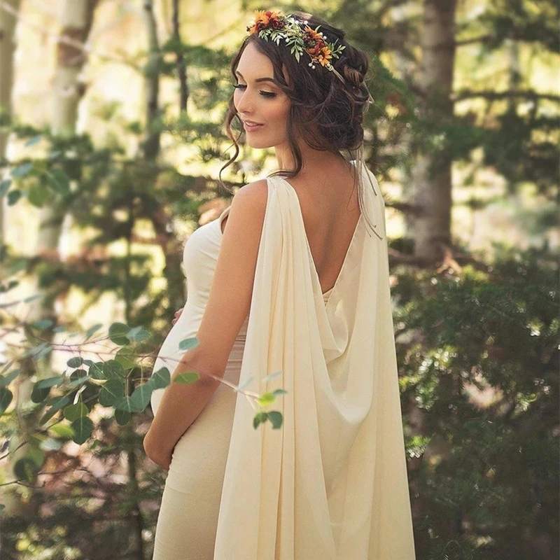 Vestido largo de gasa para embarazadas – Sesión de fotos - imagen 5