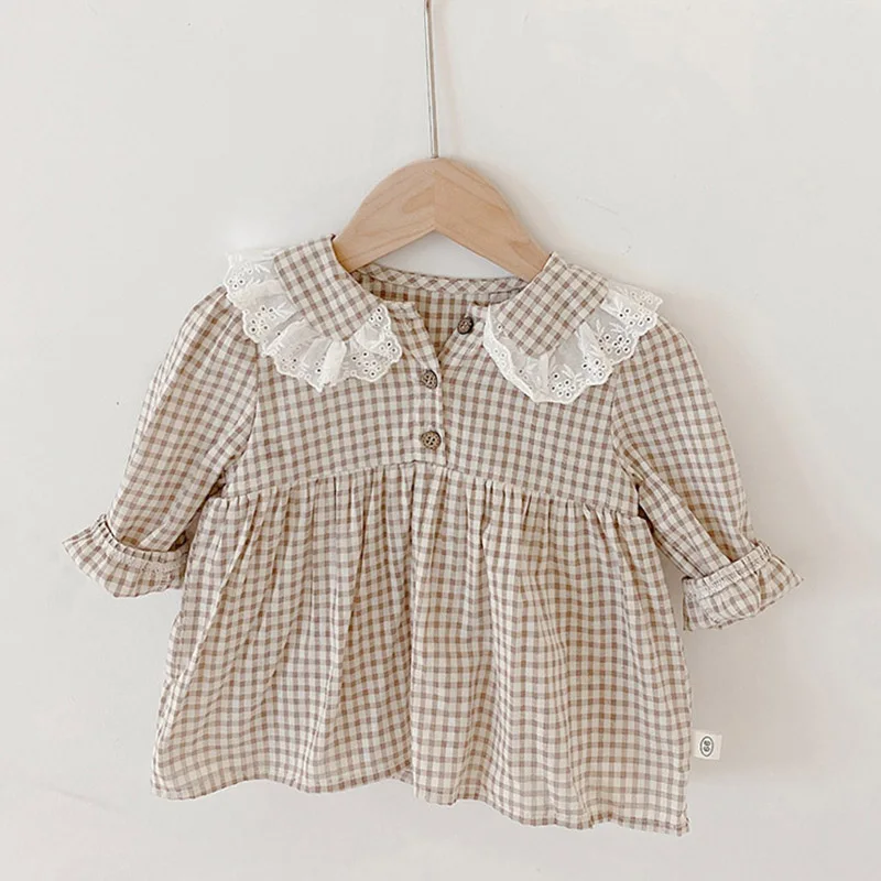 MILANCEL Body manga larga niña – Cuello Peter Pan a cuadros - imagen 2