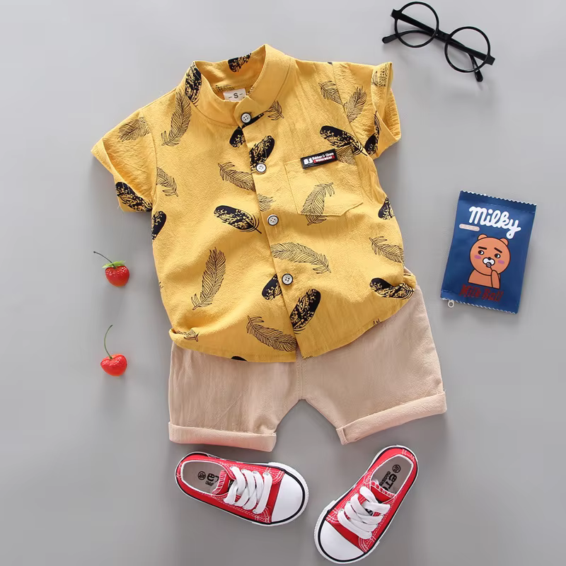 Conjunto veraniego infantil: camisa estampada y shorts de algodón - imagen 4