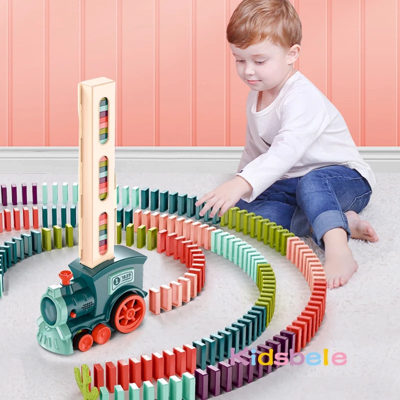 Dominó eléctrico de tren con sonido y luz, juego educativo - imagen 2