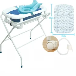 Cambiador con bañera plegable para bebés, estación de pañales