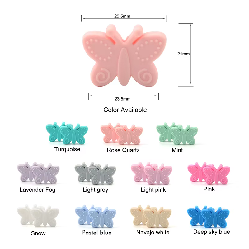 Collar dentición de silicona mariposa sin BPA para bebé - imagen 5