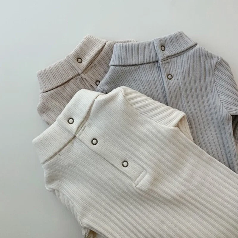 Body cuello alto para bebé – Mono manga larga de punto canalé invierno - imagen 5