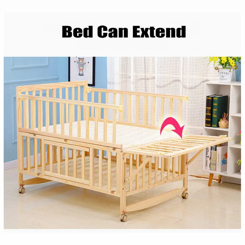Cuna convertible para gemelos, extensible a cama de adultos, en pino - imagen 2