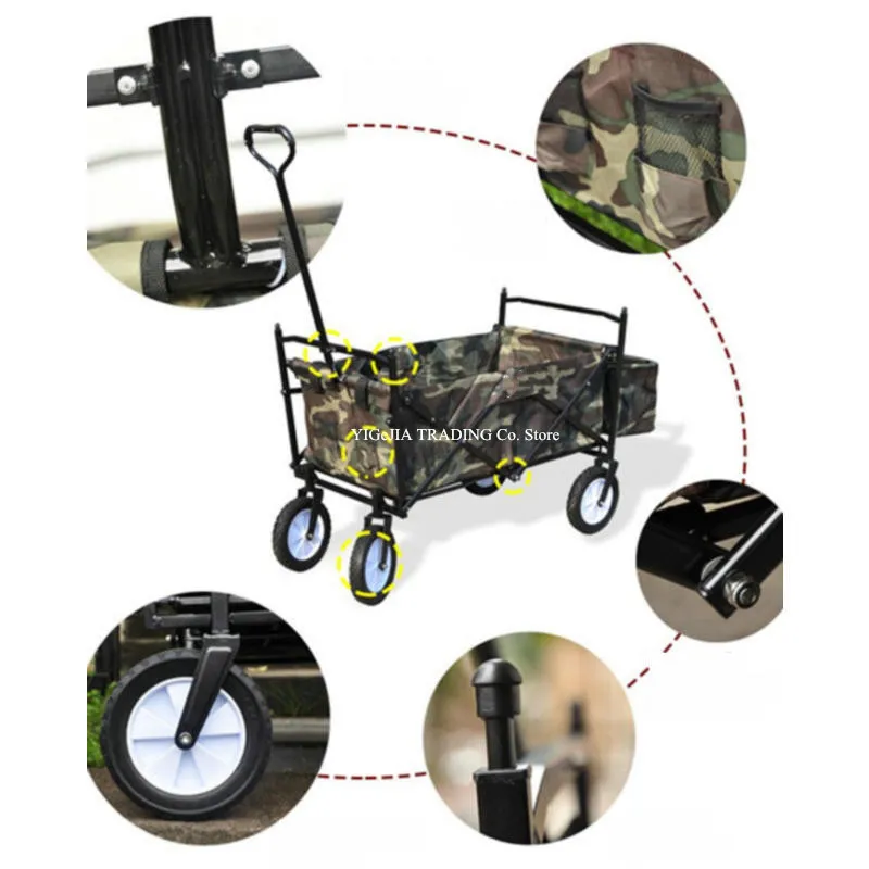 Carro de picnic plegable para acampar con mango ajustable y parasol - imagen 2