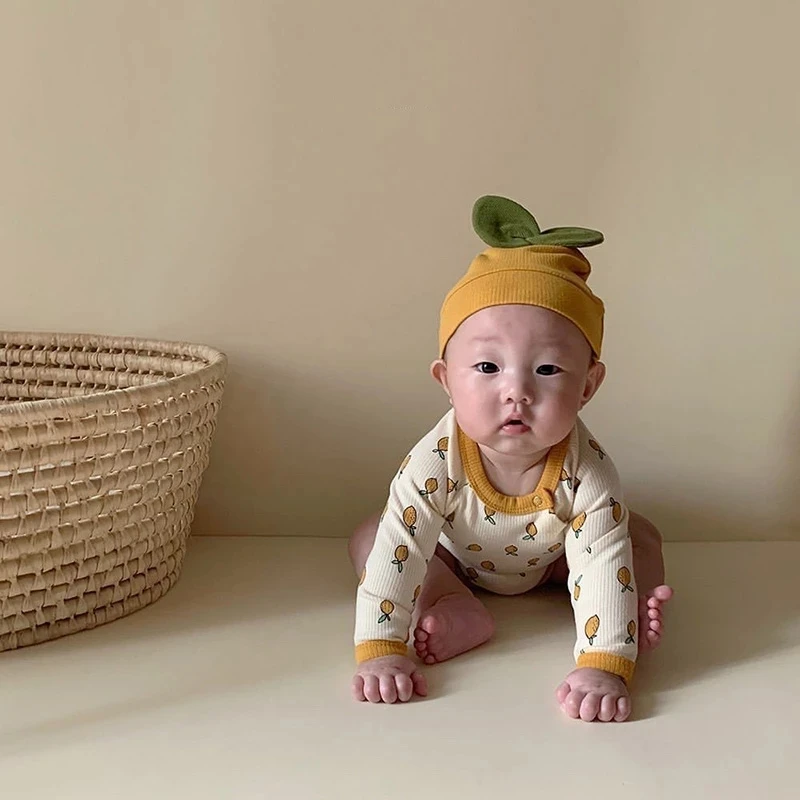 MILANCEL Mono estampado limón con gorro para bebé - imagen 3