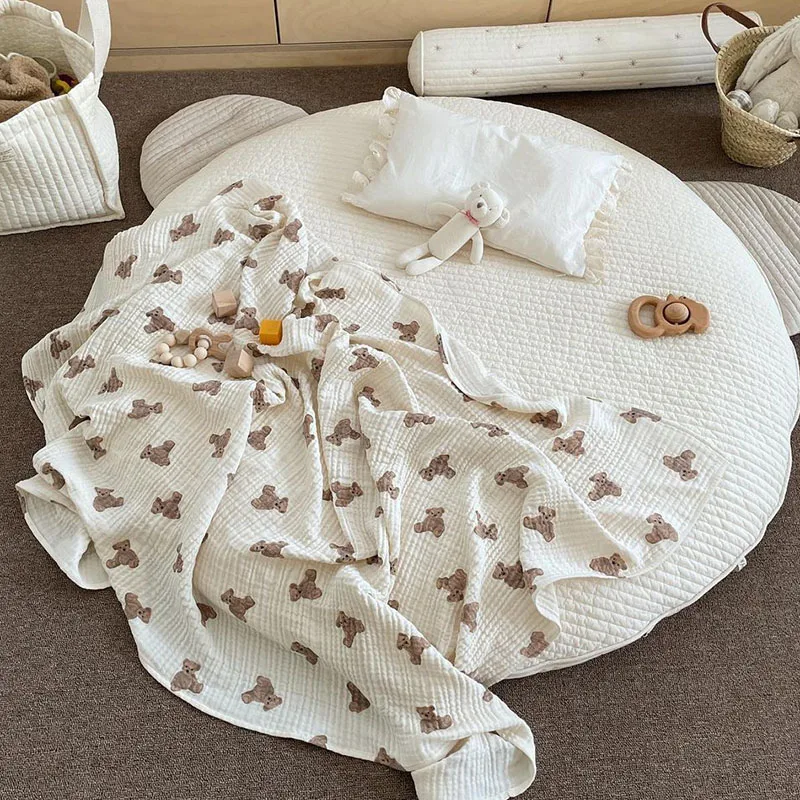 Manta suave de algodón con estampado de oso para bebé - imagen 5