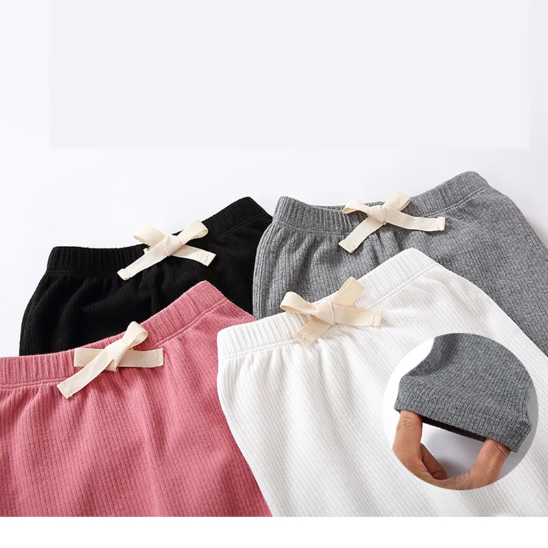 Pantalones de algodon para bebe con lazo - acanalados y elasticos - imagen 4