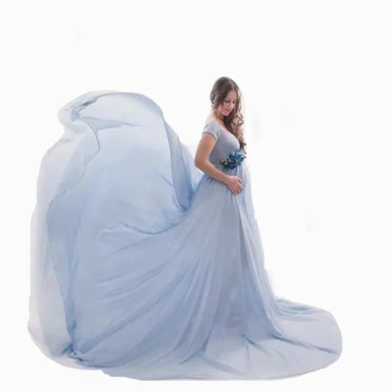Vestido de maternidad con escote en V para sesión de fotos de embarazo - imagen 4
