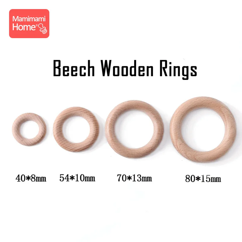 Mordedor de dentición de haya natural en forma de anillo - imagen 2
