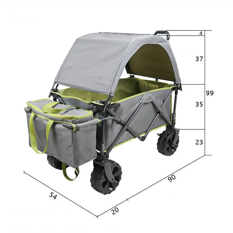 Carro plegable de paseo con toldo para playa y picnic - imagen 2