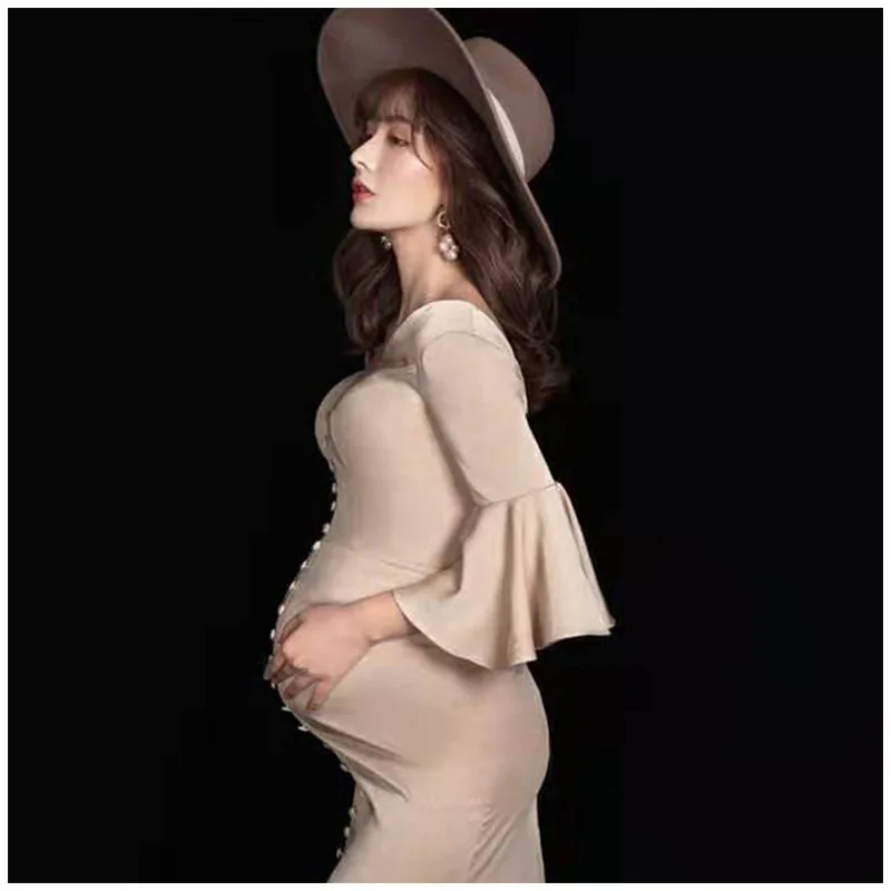 Vestido de maternidad sirena largo para sesión fotográfica - imagen 5
