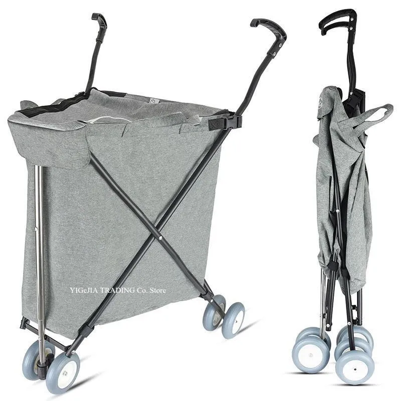 Carrito plegable de lavandería ligero con ruedas