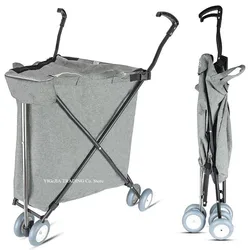 Carrito plegable de lavandería ligero con ruedas