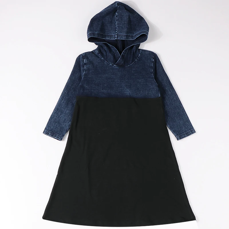 Vestido vaquero negro con capucha para niñas