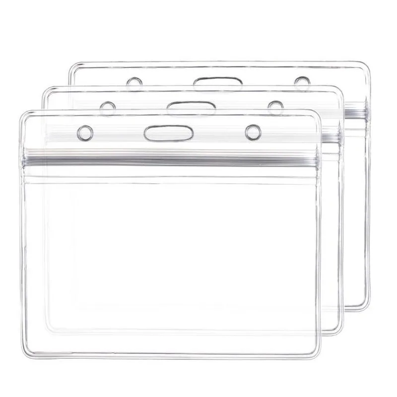 Funda transparente para tarjeta de identificación con orientación vertical y horizontal