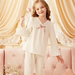 Pijama de algodón estilo princesa para niña manga larga