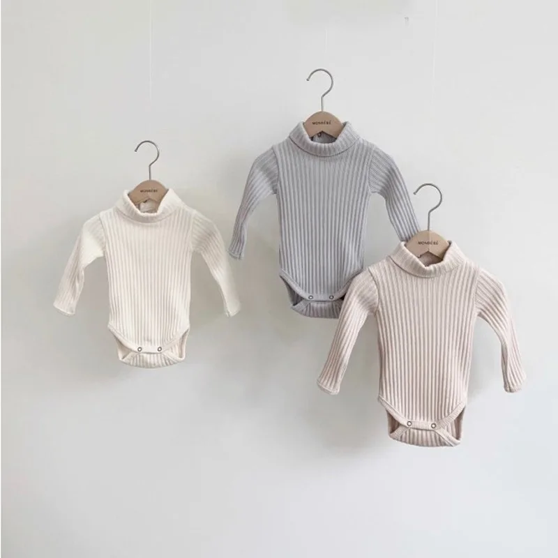 Body cuello alto para bebé – Mono manga larga de punto canalé invierno - imagen 2
