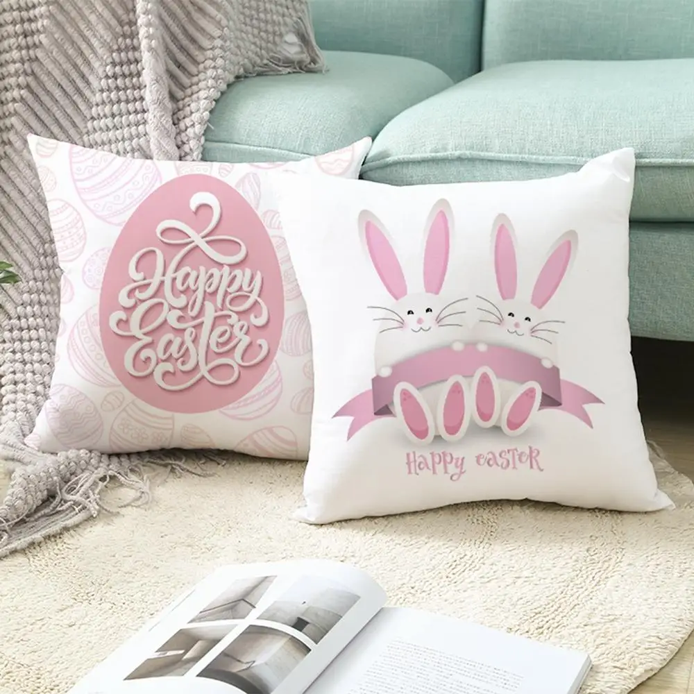 Funda de almohada infantil de Pascua con conejo y huevos - imagen 3