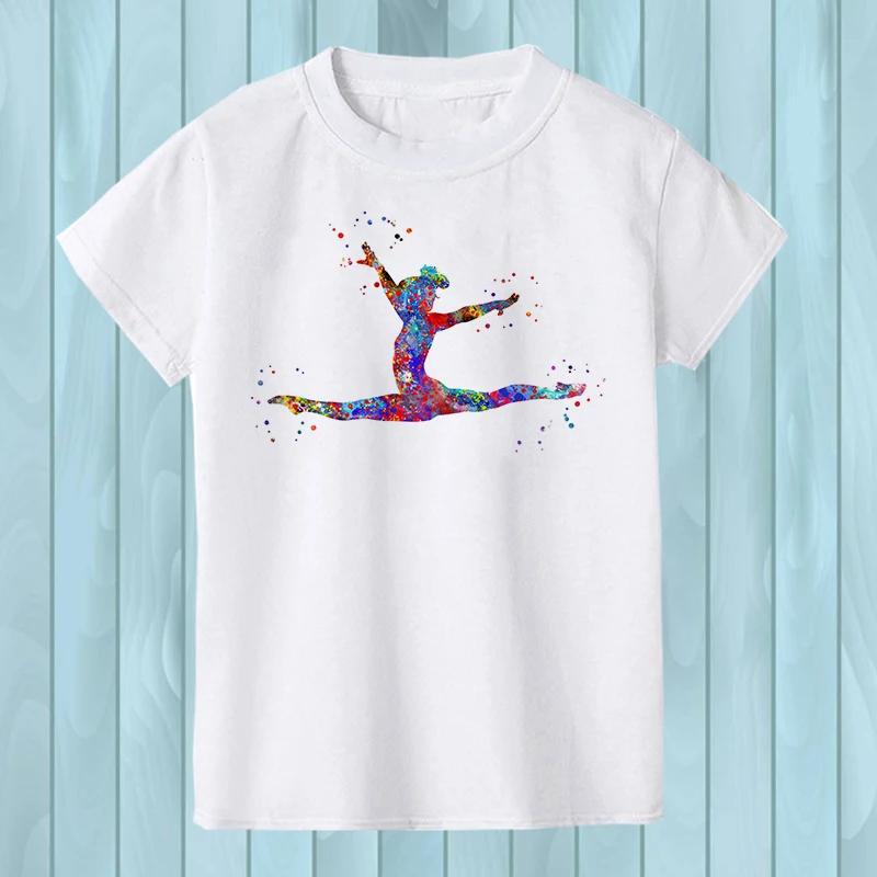 Camiseta artística acuarela para niñas – Gimnasia rítmica raso elástico - imagen 2