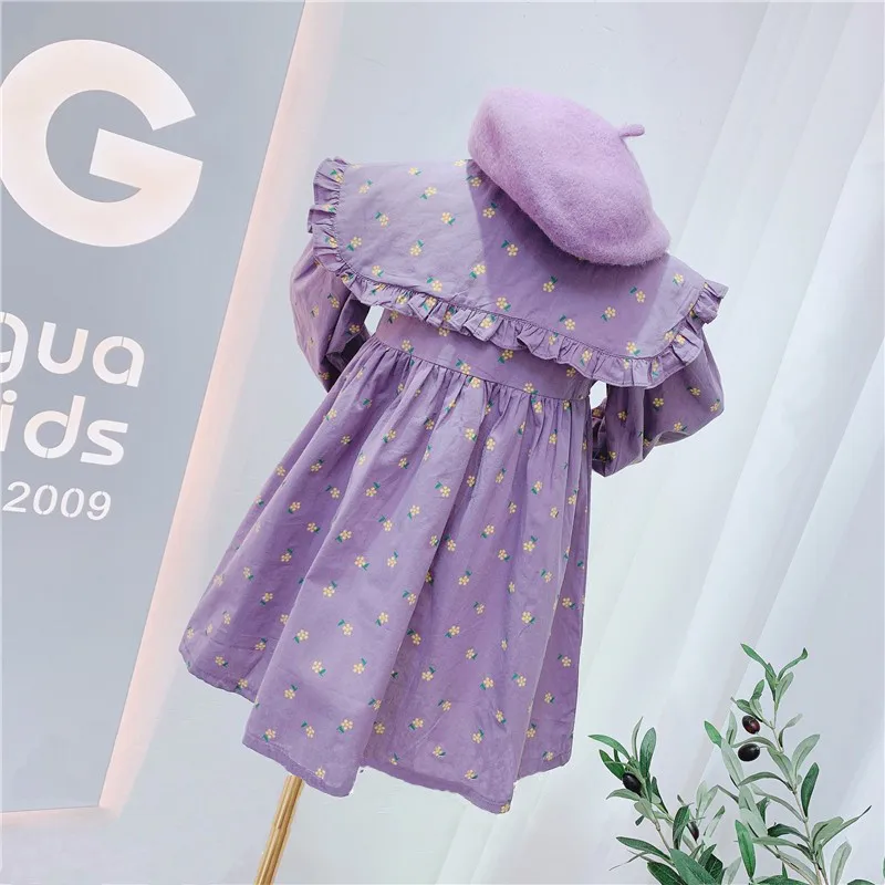 Vestido fiesta niña primavera otoño con estampado floral algodón - imagen 3