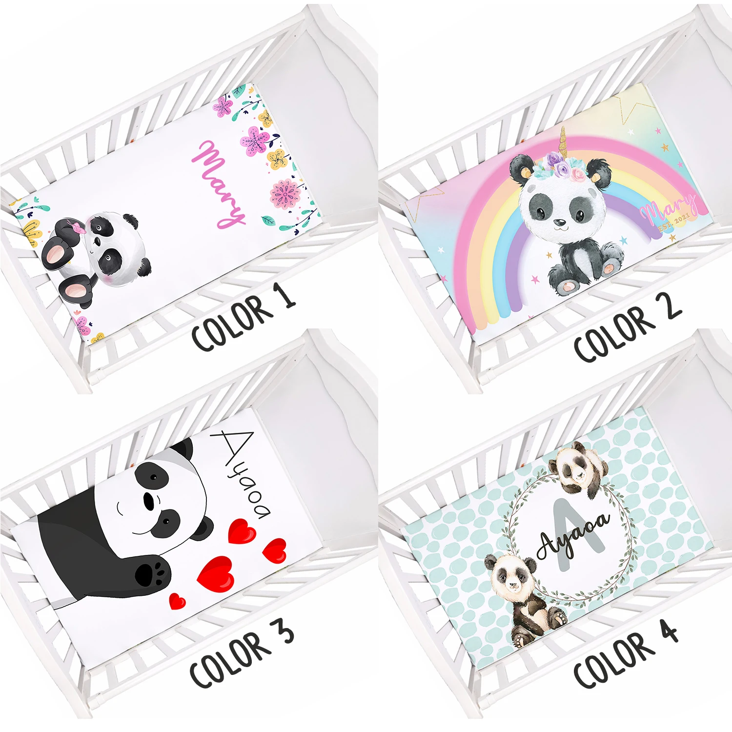 Sábana bebé Panda personalizable 28x52