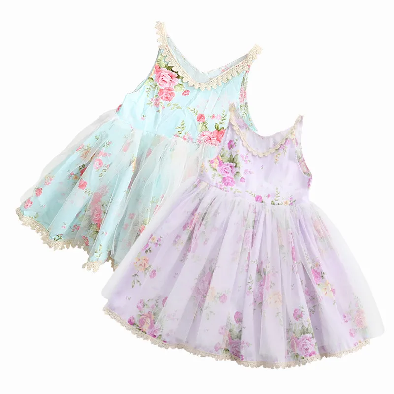 Vestido de niña gasa floral sin mangas para verano - imagen 5