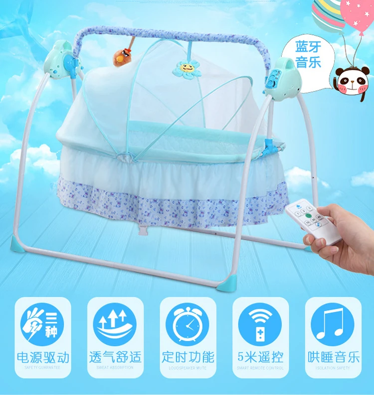 Cama columpio con movimiento y música