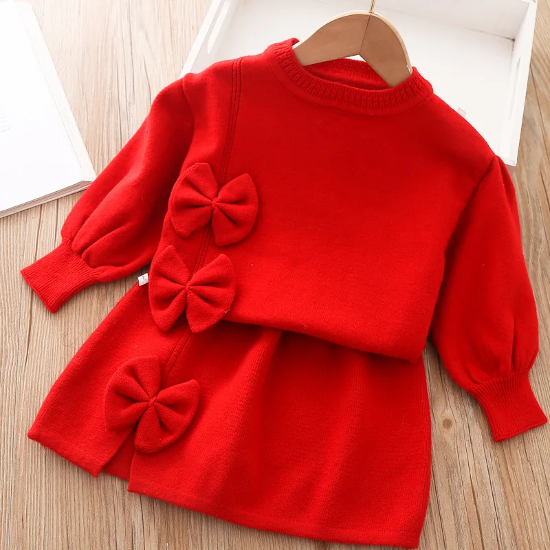 Conjunto de invierno para niña con suéter y falda - imagen 4