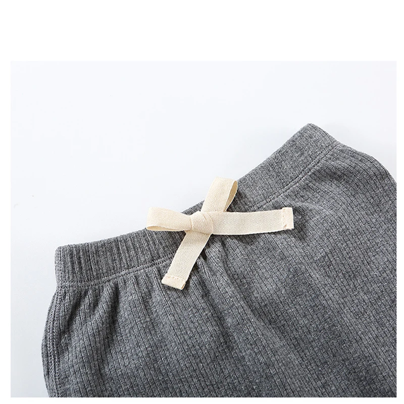 Pantalones de algodon para bebe con lazo - acanalados y elasticos - imagen 2