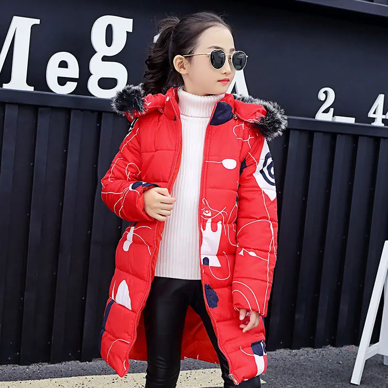 Parka de invierno con capucha y estampado juvenil para niños - imagen 2