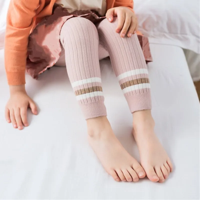 Leggings estampados de rayas para niñas, cálidos y elásticos - imagen 5