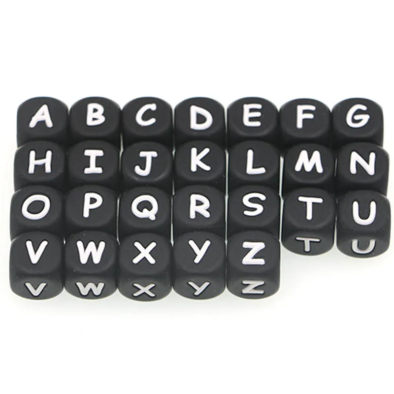 Cuentas de letras negras para fabricación de joyas