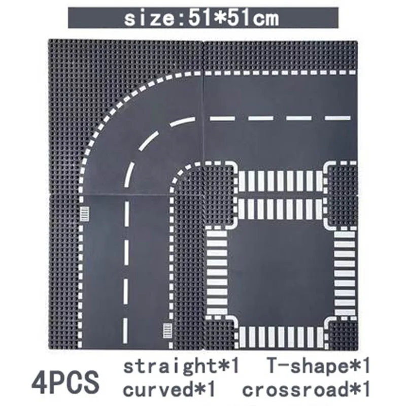 Placas LEGO compatibles – Base curva y recta para ciudad